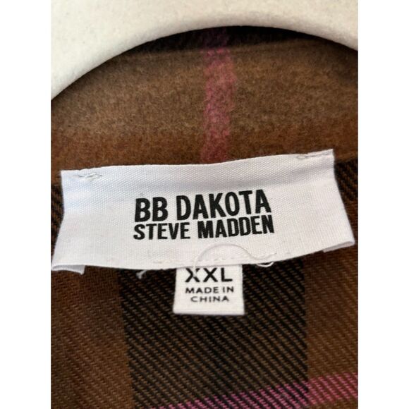 BB Dakota Steve Madden Plaid Jacket Shacket Size 2XL Classic Neutral F56 - Picture 8 of 15